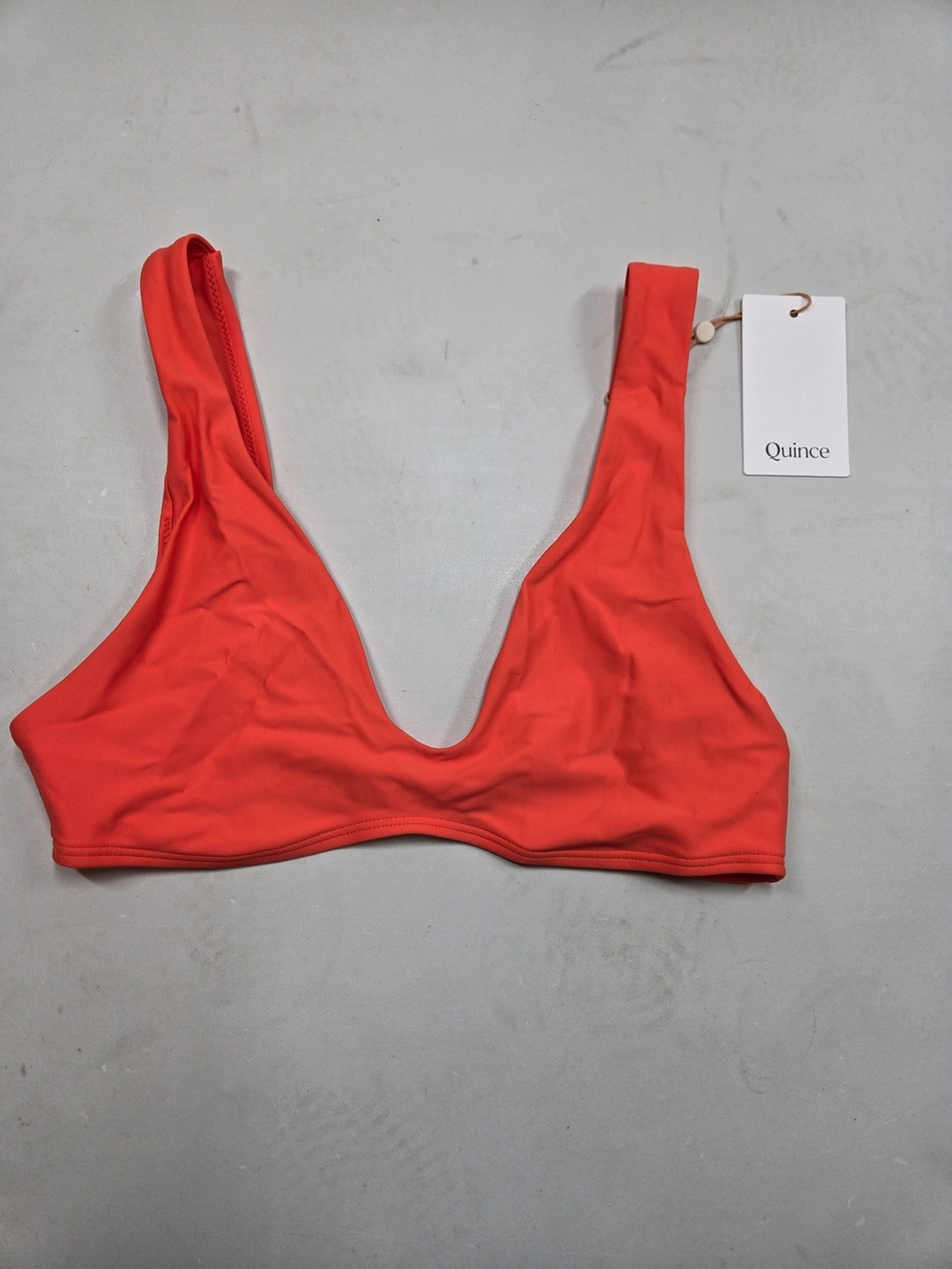 NWT QUINCE Italian Plunge Bikini Top Medium Sunset Orange 9415 - Picture 4 of 9
